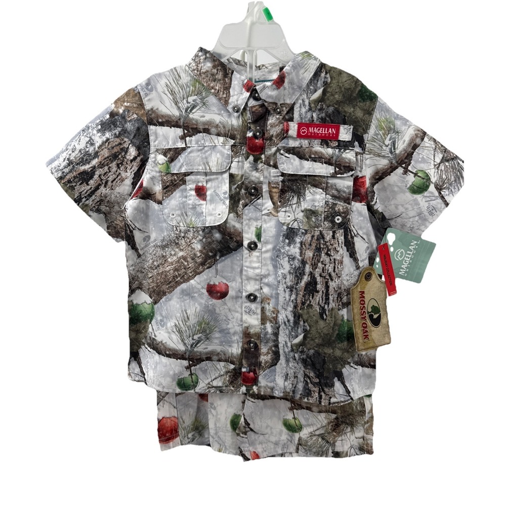 NWT Magellan Mossy Oak Fishing Boys Size 7 Christmas Outfit 2 Pc Short Set